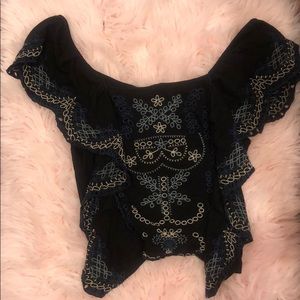 Free people floral stitched shirt